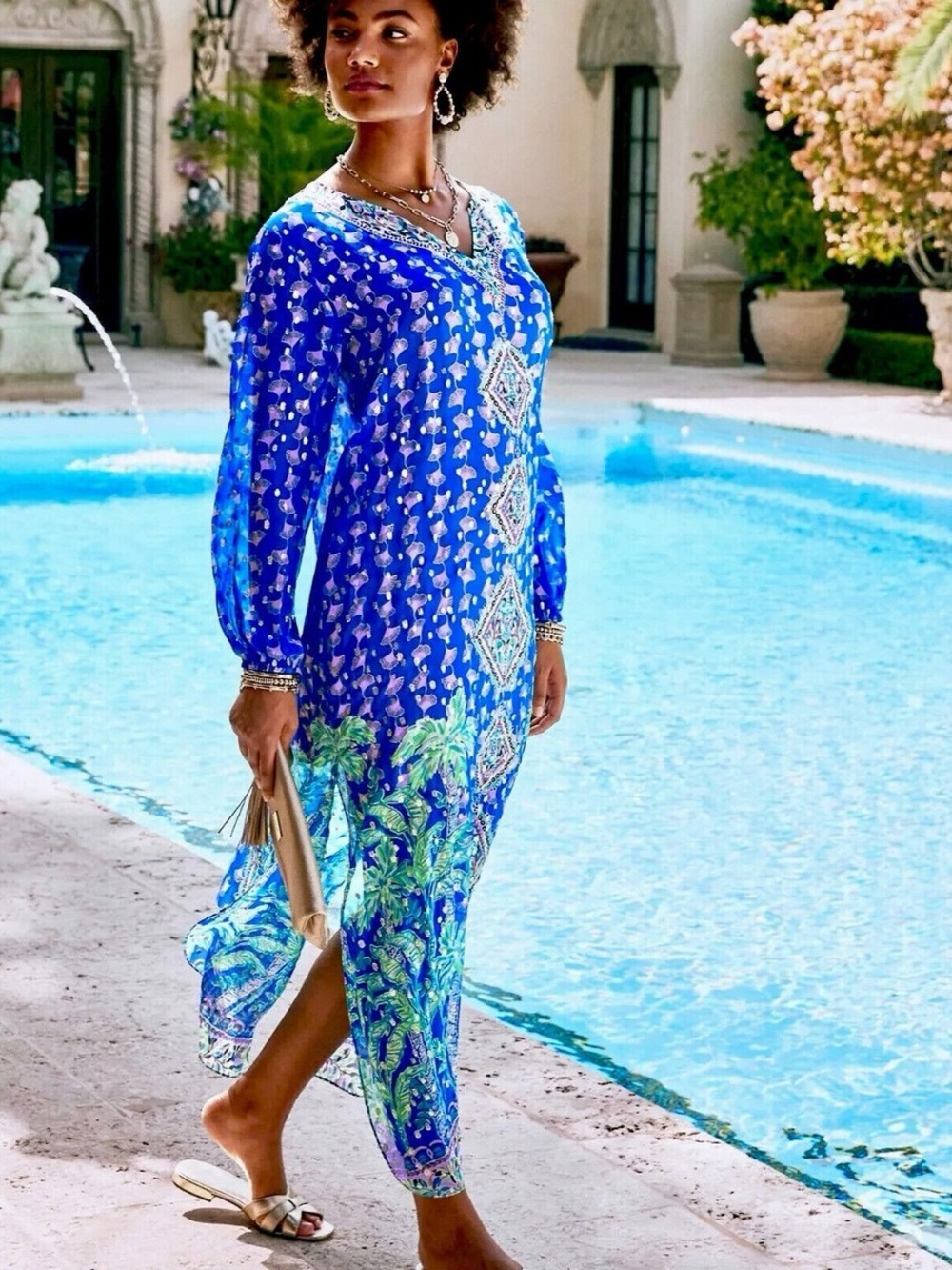 NWT Lilly Pulitzer Blue Grotto Maxi Dress Size L/XL
